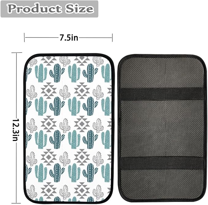 Howilath Aztec Ethnic Tribes Cactus Pattern Car Front Seat Cover Accessories 10pcs Center Console Cover and Flower Steering Wheel Covers for Women Men
