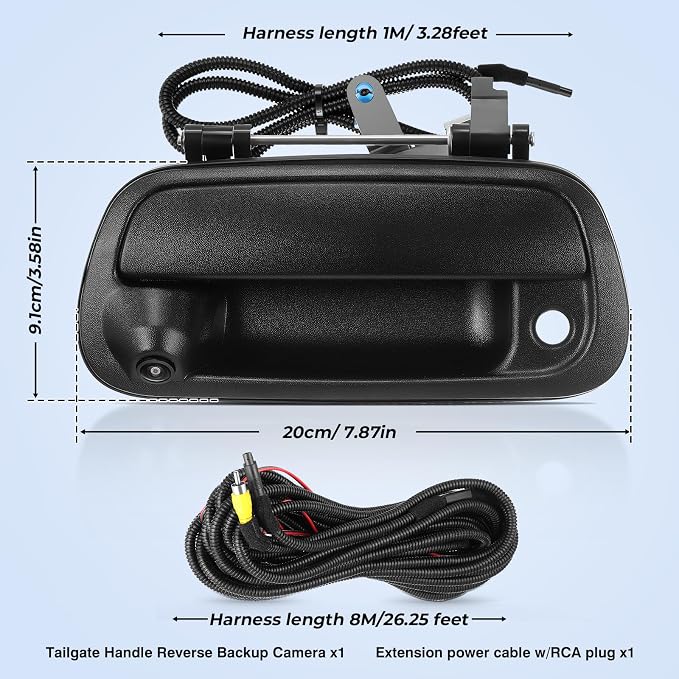 Tailgate Handle Backup Camera Fit for Toyota Tundra 2000-2006 Tailgate Reversing Rear View Park Assist Camera RCA Plug Replaces 819952028013