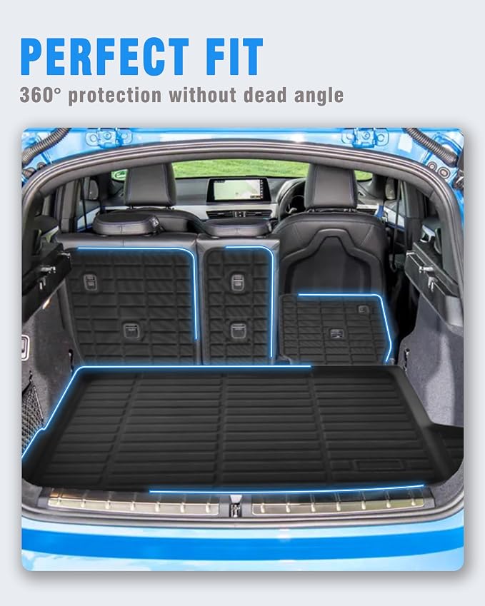Cargo Liners Backrest Mat for BMW X1 Accessories 2023-2025 with Hook&Loop Rear Trunk Mat Rear Seat Back Cover Protector All Weather Anti-Slip Split Dog Liner 4 PCS