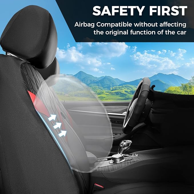 FLORICH Seat Covers Full Set, Leather Seat Covers for Cars, Waterproof Car Seat Protector Breathable, Front and Rear Seat Covers for Cars, Automotive Seat Covers Universal Fit for Most Car SUV Truck