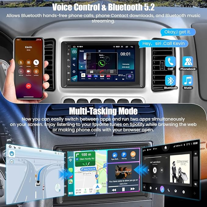4G+64G Car Radio for 2003-2006 Chevrolet Chevy Silverado Impala Tahoe/GMC Sierra Yukon, 8-core 7" IPS Touch Screen Car Stereo Build-in GPS, CarPlay/Android Auto, Backup Camera/DSP/SWC, Android 15