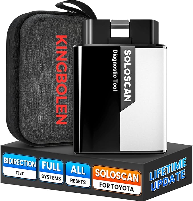 OBD2 Scanner Bluetooth for Toyota & Lexus, KINGBOLEN SOLOSCAN Bidirectional Full System Diagnostic Tool with Reset Services & Active Tests, Lifetime Updates, iOS & Android App Required, AutoVin