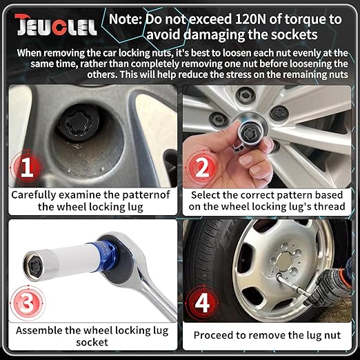 045 Wheel Locking Nut Key Compatible With BMW Series - Socket OD 27mm, ID 25mm - Lock Nut Socket Adapter, Anti-Theft Lug Nut Removal Tool, Screw Remover