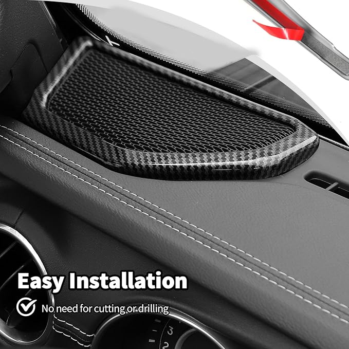 JWWY for Jeep JL Speaker Audio Trim Top & A Pillar Cover Trim for 2024-2025 Jeep Wrangler JL JLU & Gladiator JT Interior Accessories ABS 4PCS Carbon Fiber
