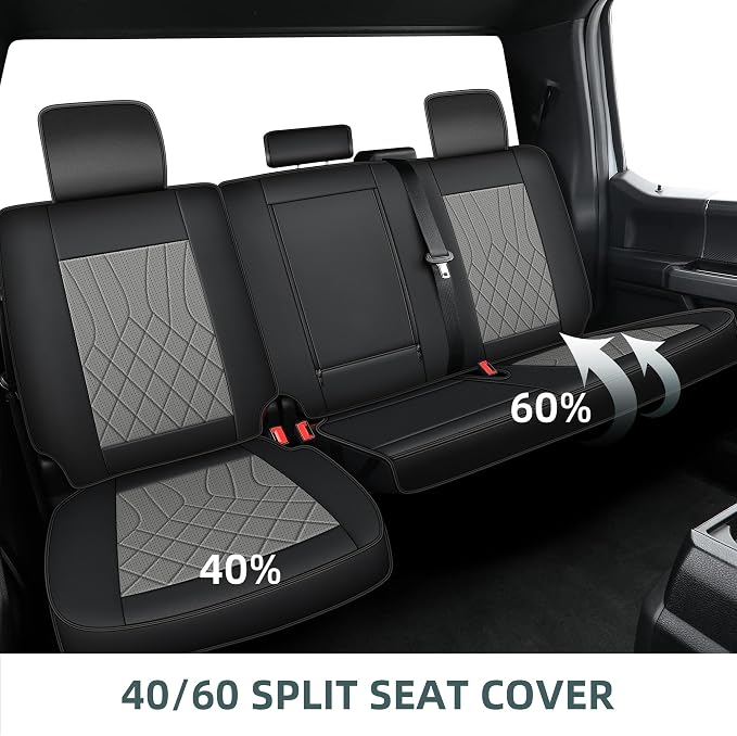 AOMSAZTO Seat Covers Fit for Chevy Silverado GMC Sierra 1500 2500HD 3500HD 2019-2024 Crew Double Extended Cab Full Set Truck Pickup Car Seat Covers (Black & Grey,5 Seats)