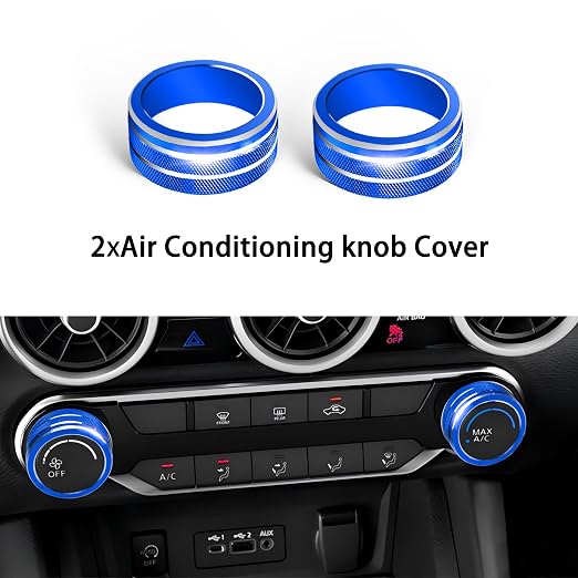 for Nissan Sentra 2025 2024 2020-2023 Accessories Knob Cover Set - Volume Tune Knob Covers, Air Conditioner, Air Vent Outlet Rings/Covers Push Start Stop Button Ring Trim for Sentra, 12Pcs (Blue)