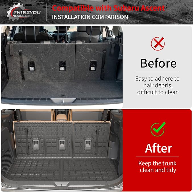 Cargo Mat Compatible with 2019-2025 2026 Subaru Ascent Cargo Liner Trunk Liner TPE Back Seat Cover Protector 2023 Ascent Accessories (Fit 7&8 Seats, Trunk Mat+3rd Row Backrest Mats)