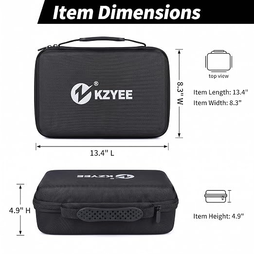 KZYEE Timing Light Protective Case for KT60 / KT80 – EVA Hard Storage Case Designed for Automotive Ignition Timing Lights (13.4" × 8.3" × 4.9")