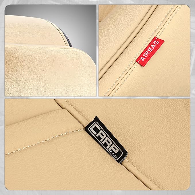 Voris Series Front Row Set Seat Covers Universal for Cars Trucks SUV, Beige, CA-SC-VORIS-F-BE