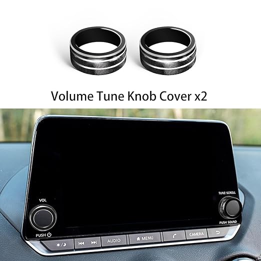 for Nissan Sentra 2025 2024 2020-2023 Accessories Knob Cover Set - Volume Tune Knob Covers, Air Conditioner, Air Vent Outlet Rings/Covers Push Start Stop Button Ring Trim for Sentra, 12Pcs (Black)