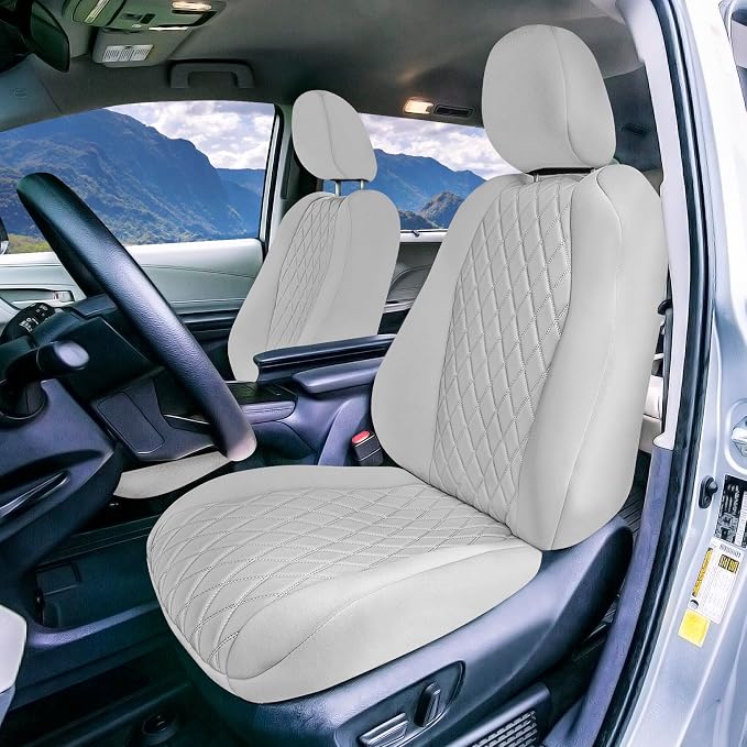 FH Group Custom Fit Car Seat Covers Specifically Made for Toyota Sienna 2021-2024, Solid Gray Ultraflex Neoprene Full Set Automotive Seat Covers, 7 Seater SUV Seat Covers, Toyota Accessories