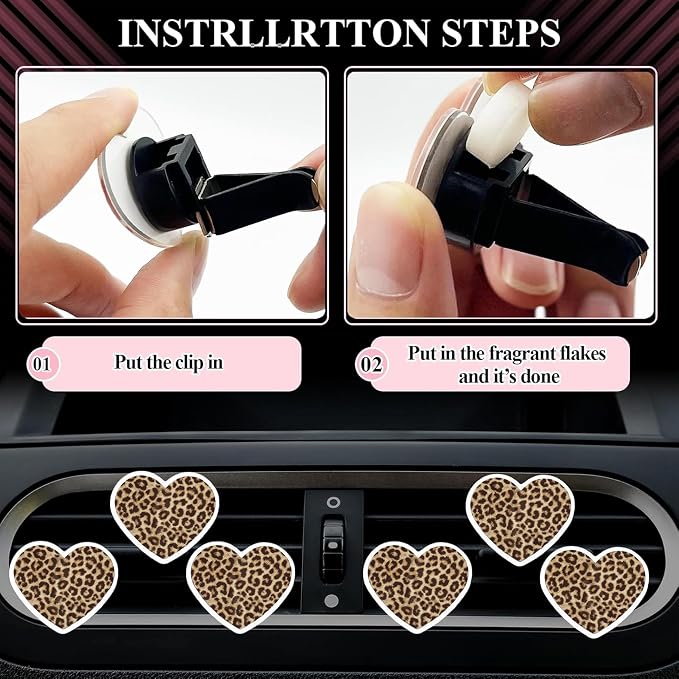 24 Pcs Leopard Print Car Accessories,Including License Plate Frame,Rearview Mirror Decoration,Etc,Suitable for Sedan,SUV and Other,Cute Car Interior Set for Women (Brown)