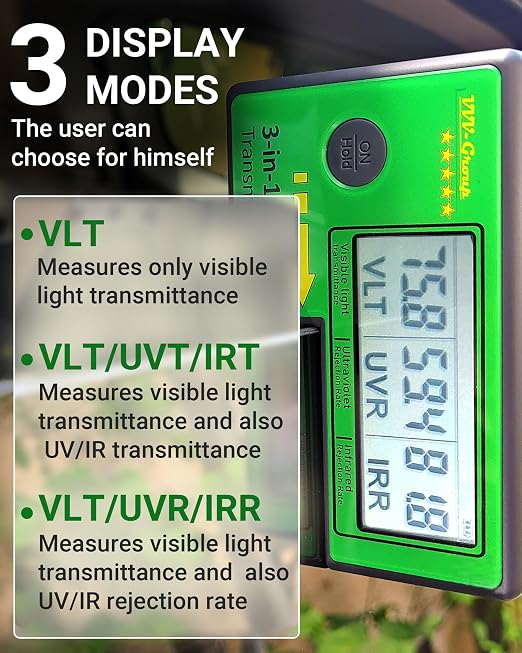 Digital Window Tint Meter TM-26 – Automotive VLT Tester with UVR & IRR Measurement, 8mm Slot Light Transmittance Meter for Car Side Windows and Solar Film Inspection (TM-26 Without PU case)