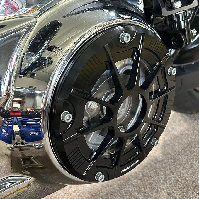 POWER JAMES Black 7.7" Visible Derby Cover Primary Clutch Cover with Tranparent Acrylic PC Glass Fits for Harley Davidson 2016-2024 Touring FLHX, FLHR, FLTR (Black)