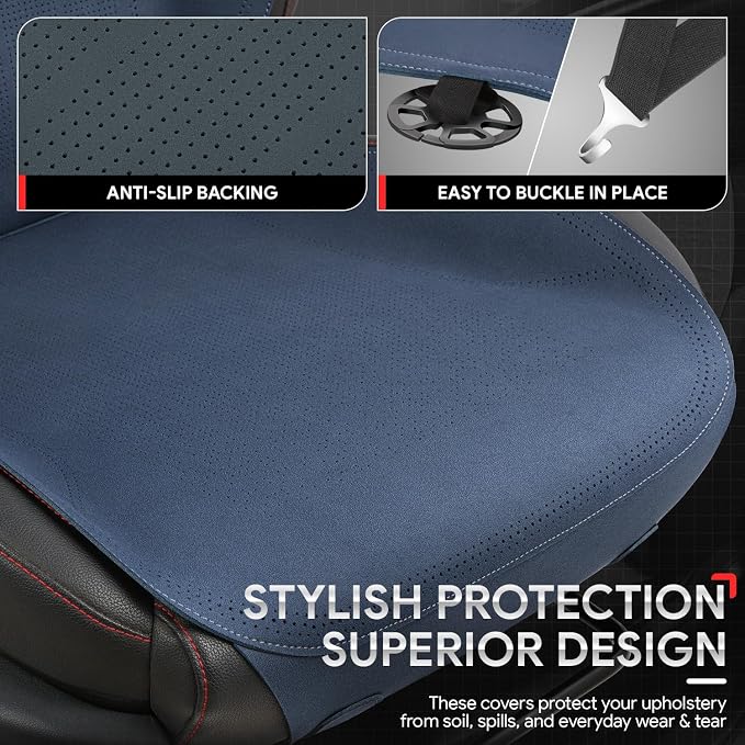 Protex Plus Series Full Set Seat Covers Microsuede Upholstery Universal for Cars Trucks SUV, Navy Blue, CA-SC-PRO-Plus-Full-NB