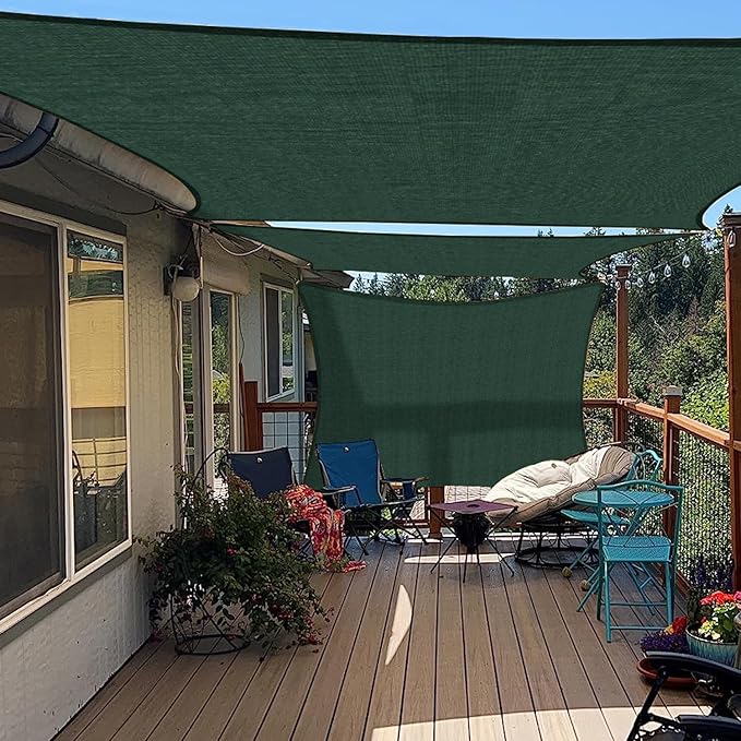 E&K Sunrise 16' x 20' Sun Shade Sail Rectangle Canopy Shade Cover UV Block for Patio Backyard Garden Outdoor (Green)