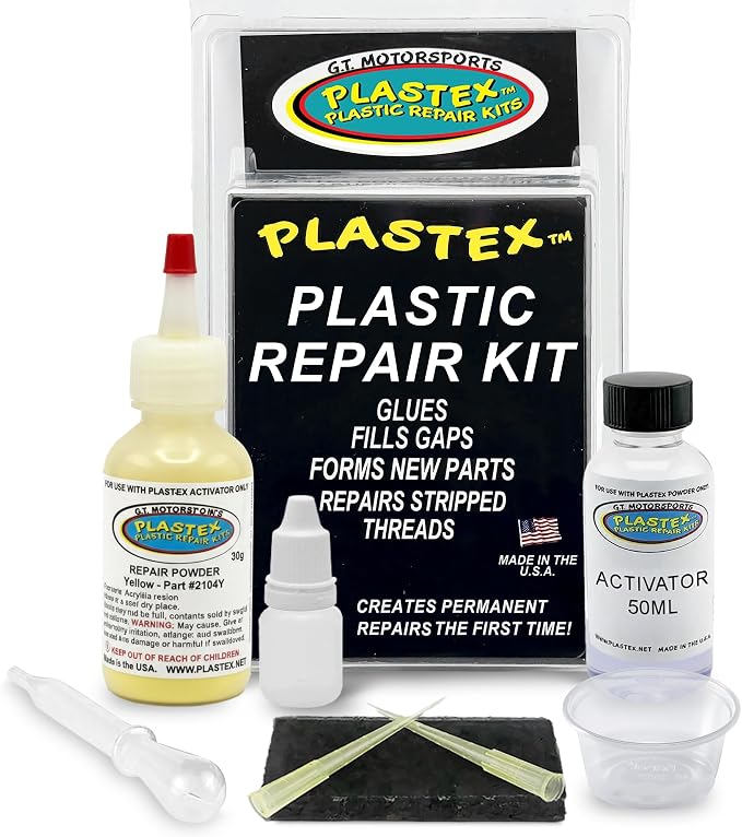 Plastex Plastic Repair Kits - Easily Glue, Repair or Remake Broken Plastic, Fiberglass, Wood & More! (Standard Yellow Kit)