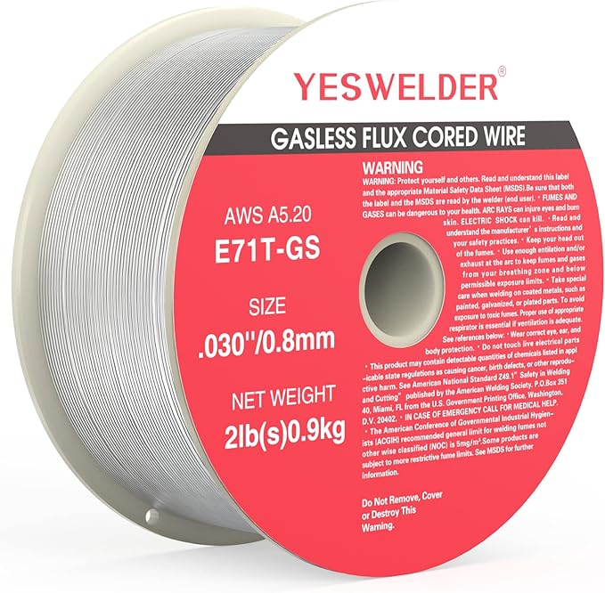 YESWELDER Flux Core Gasless Mig Wire, Mild Steel E71TGS .030+.035-Diameter, 2-Pound Spool, 2-Packs Dual Specification Welding Wire
