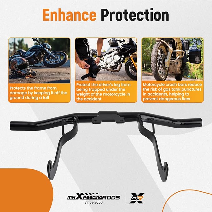 maXpeedingrods Motorcycle Engine Guard Crash Bar for Harley Davidson Touring 2014-Up Compatible with Street Glide, Road Glide, Road King, Electra Glide, Ultra Limited | high-quality steel, suggest uses for Motorcycle Engine Guard Crash Bar for Harley D...
