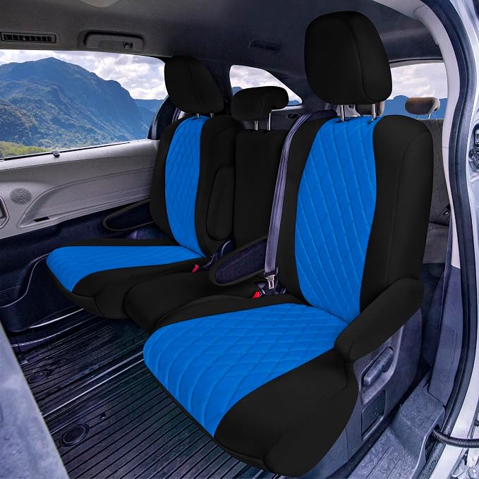 FH Group Custom Fit Car Seat Covers Specifically Made for Toyota Sienna 2021-2024, Blue Ultraflex Neoprene Full Set Automotive Seat Covers, 8 Seater SUV Seat Covers, Toyota Accessories