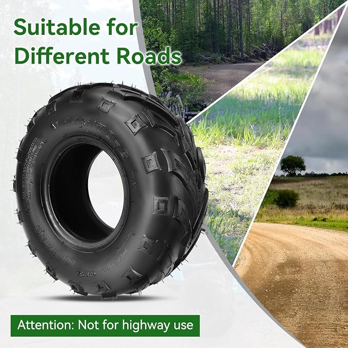 145/70-6 145-70-6 Tires Tubeless Compatible with Coleman CT100U CC100X Baja Doodle Bug DB30 Mini Bike KT196 Go Kart Motovox MBX10 MBX11 Mega Monster Moto 80cc 105cc Kazuma ATV Quad 4 Wheeler