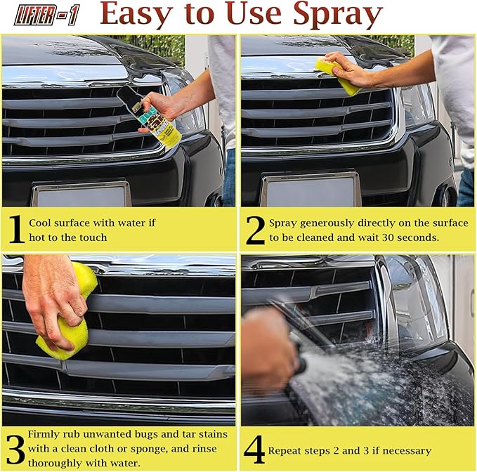 Bug and Tar Remover for Cars, Trucks, RVs, and SUVs, Fresh Citrus Spray for Stuck On Grime, Clean Auto Detailing Accessory, Streak Free Shine, Safe on Exterior Paint – Pack of 1