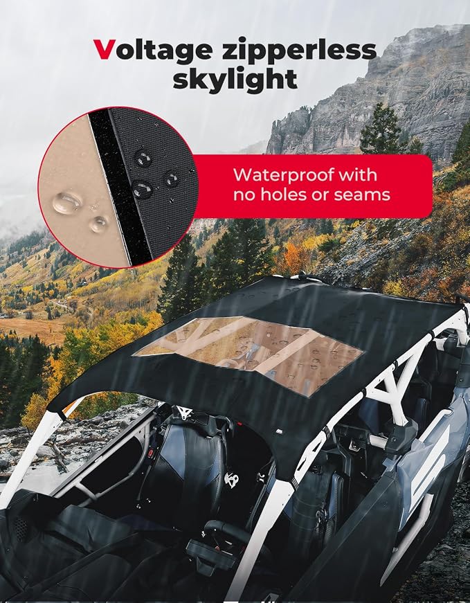 KEMIMOTO X3 Max Roof Wind Deflectors Roof Top Sun Visor Waterproof Friction-Resistant Bimini Compatible with Can Am Maverick X3 Max 2017-2026 All 4-Seat Models