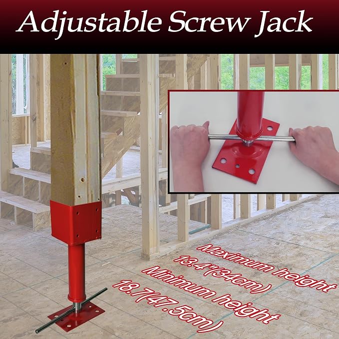4x4 Screw Jacks, Adjustable Jack Post House Jacks for Leveling, 14.5" - 18.5" Height Adjust Range, Heavy Duty Floor Jacks Post Crawlspace Shed Lifting Jack, 24000 lbs Max Load Capacity