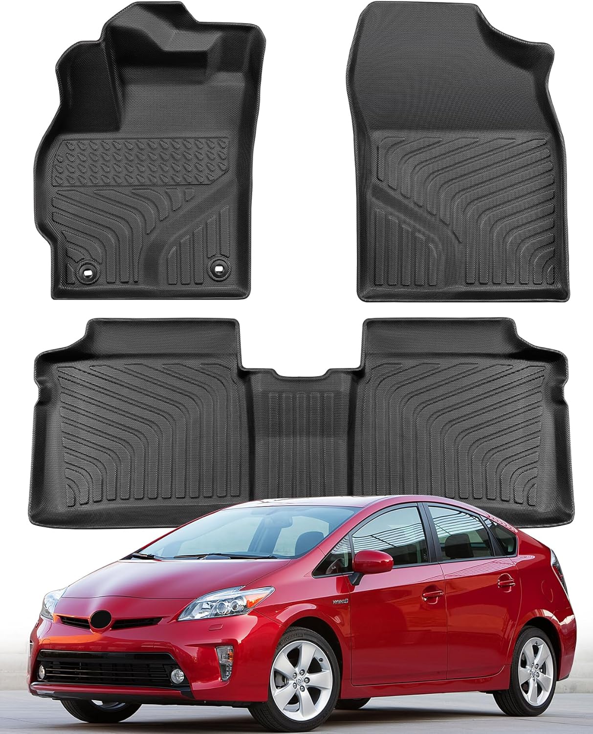 Car Floor Mats for Toyota Prius 2012-2014 Accessories(Not Fit Plug-in, V or C Models), All Weather Rubber Mat, Automotive Floor Carpet Protector Car Accessories