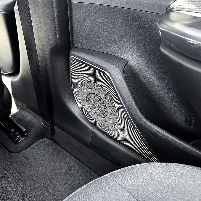 Stainless Steel Chrome Car Interior Door Speaker Cover Trim Speaker Frame Protective Sticker Compatible with Kia K4 2025 2026 Accessories (Silver Style)