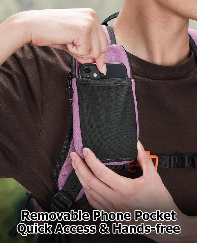 NOOLA Hydration Backpack with 3L Water Bladder - 25L Water Backpack for Hiking, Cycling, Running, Biking - Lightweight Hiking Pack Bag with Rain Cover, Phone Holder and Trekking Pole Holders, Purple