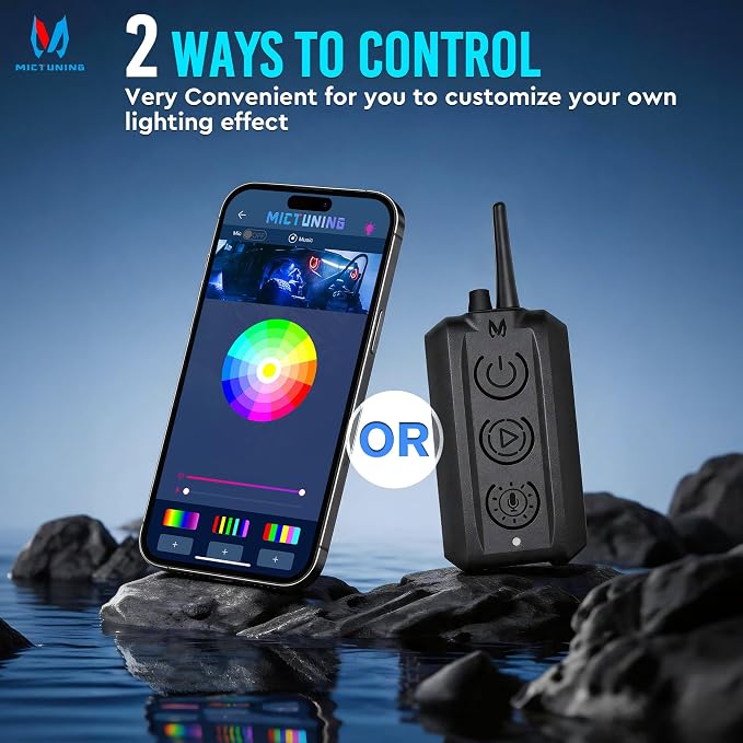 MICTUNING C3 RGBW Rock Lights 16 Pods with Wiring Switch Kit | Expandable to 32 pods, MagicLink APP Control, 160° Wide Beam, IP68 Waterproof Multi-Color Neon Underglow Lights