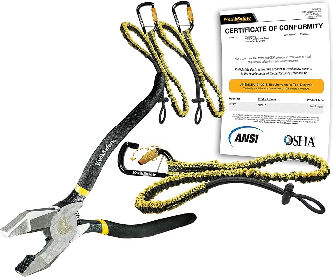 KwikSafety PINZA Lineman Side Cutting Pliers + KRAKEN Tool Lanyard Bundle