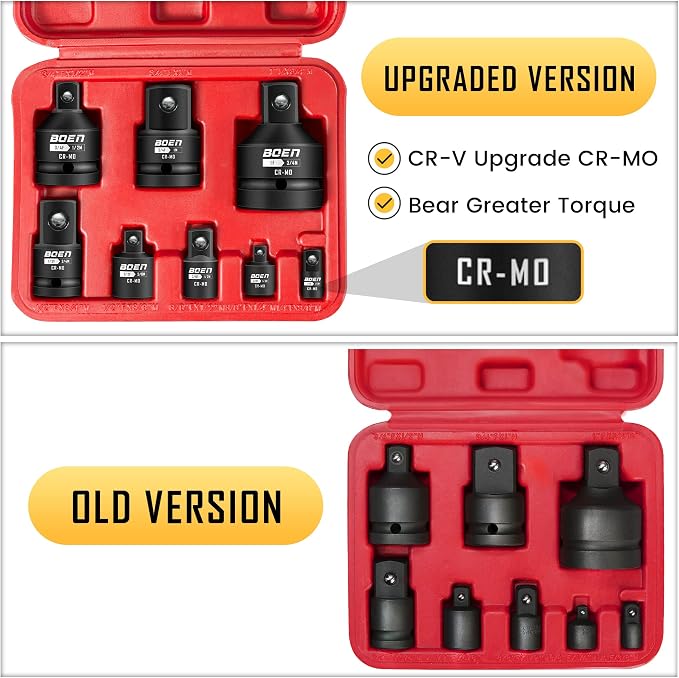 BOEN 43 Piece Set, Including 1/2" Drive Deep Impact Socket, 1/4" 3/8" 1/2" 3/4" Drive Socket Adapter Set with Durable Case, Black Manganese Phosphate Coating