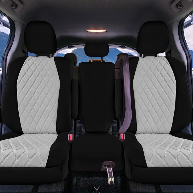 FH Group Custom Fit Car Seat Covers Specifically Made for Toyota Sienna 2021-2024, Gray Ultraflex Neoprene 2nd Row Set Automotive Seat Covers, 8 Seater SUV Seat Covers, Toyota Accessories