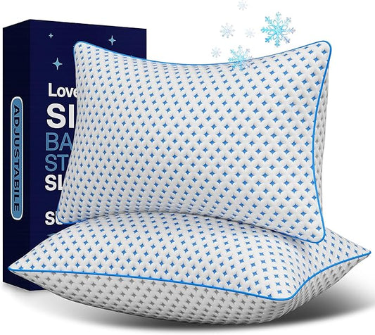 Memory Foam Pillows 2 Pack – Adjustable Loft Cooling Pillows Standard Size Set of 2 for Sleeping, Firm, Supportive, and Breathable Design for Hot, Side, Back, and Stomach Sleepers