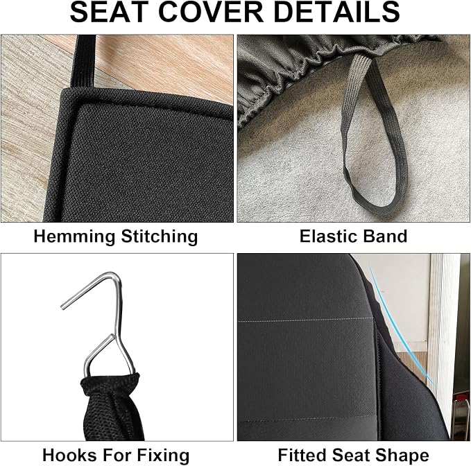 SAPUBK Custom-Fit Front Seat Covers Without Console Replace for 1991-1997 Ford Ranger Pickup 60/40 High Back Seats, Knitted Fabric Composite Soft Foam Lining Airmesh Breathable Seat Cover Cushion