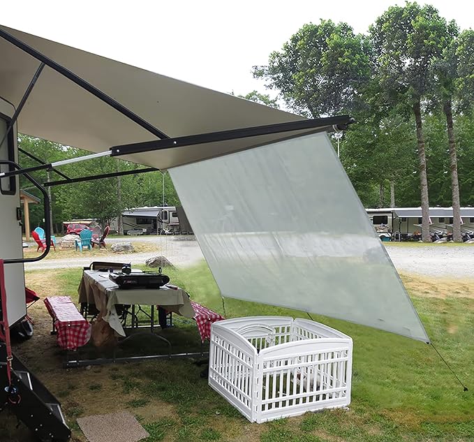 leaveshade RV Awning Sun Shade Screen 8' X 17' 3'' (Fit for 18' Awning)- Mesh Sunshade Block Patio Front Sun Light Motorhome Camping Trailer UV Sunblocker Canopy Sunscreen - 3 Year Warranty -Gray