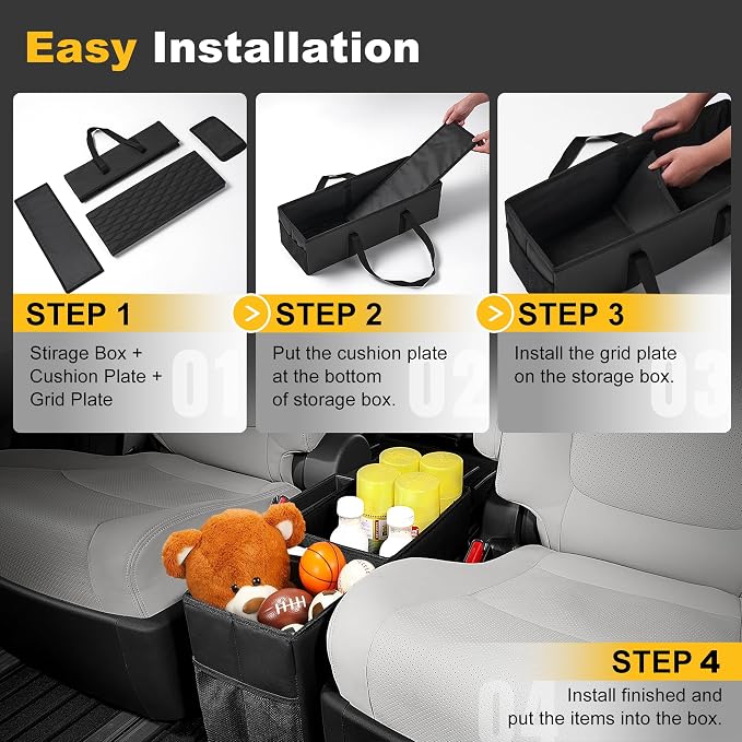 Car Seat Organizer Compatible with 2020-2025 2026 Kia Telluride - Telluride Black Seat Console Organizer Backseat Box for Kids Toys Baby Supplies Dog Toys Snack Storage Bin Travel Accessories