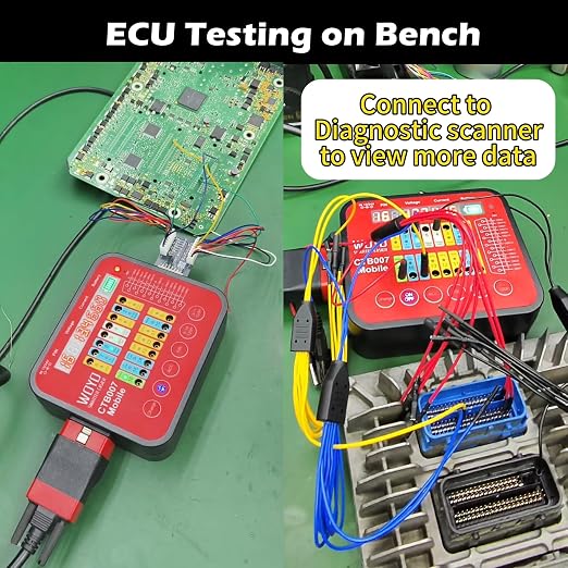 ECU Circuit Board Testing Tool on Bench, WOYO CTB007 Mobile with Built-in Resistor, OBD2 Diagnostic Tool, Digital Voltage of 16 PINs, Automotive CAN Tester Box, Support DC and Battery Power