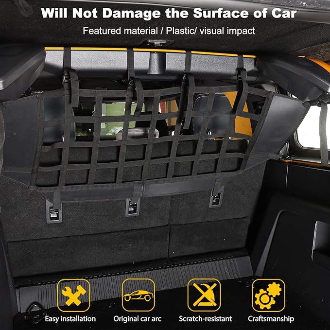 for Bronco Trunk Net Mesh Dog Barrier Cargo Net for Ford Bronco 2021 2022 2023 Black Storage Accessories