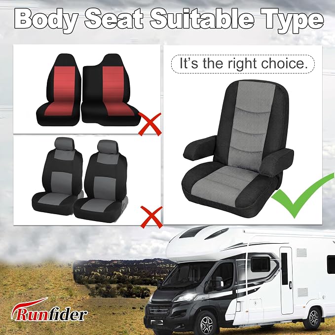 RV Seat Covers for Captains Chairs 2 Pack Class A Motorhome Seat with Arm Rest Covers Universal Fit Non-Slip Breathable Mesh Knit Gray