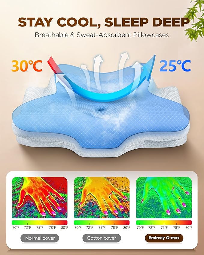 Sleep Doctor Approved Cervical Neck Pillow Sleeping, Ergonomic Contour Side Sleeper Pillows Adults, Cooling Orthopedic Pillow Pain Relief Support, Memory Foam Back Stomach Sleepers White,King