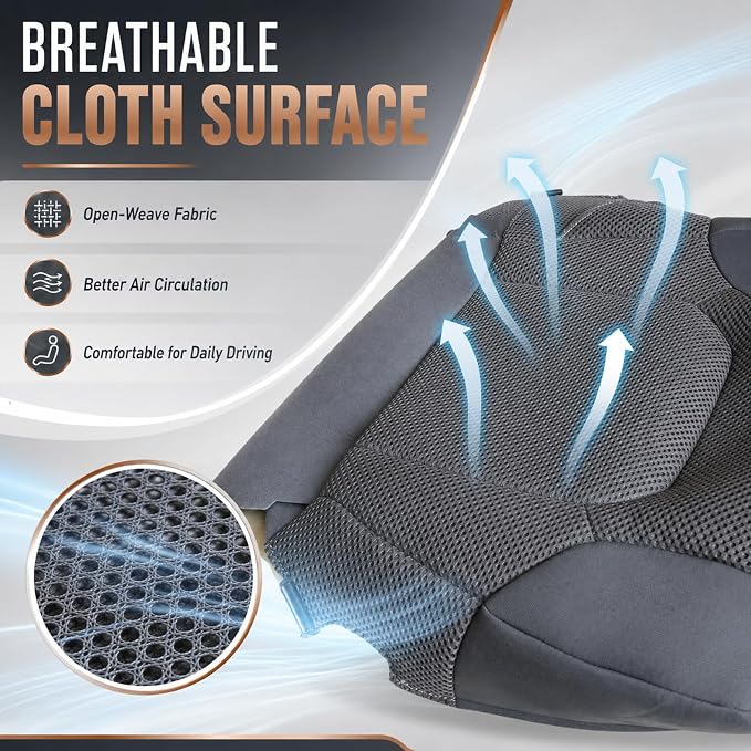FZJDSD Steel Gray #W Cloth Driver & Passenger Bottom & Top Replacement Seat Covers (4PCS) Compatible with Nissan Frontier S SV SE LE XE 2005-2019