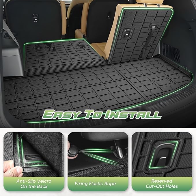 Cartist Cargo Mat & Backrest Mat Fits for Kia Telluride 2020 2021 2022 2023 2024 2025 (7/8 Passenger) All Weather TPE Trunk mat for Telluride Car Accessories for Telluride 2020-2025