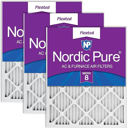 Nordic Pure 14x30x1 (Actual Size: 13 15/16 x 29 15/16 x 3/4) Pleated MERV 8 Air Filters 3 Pack