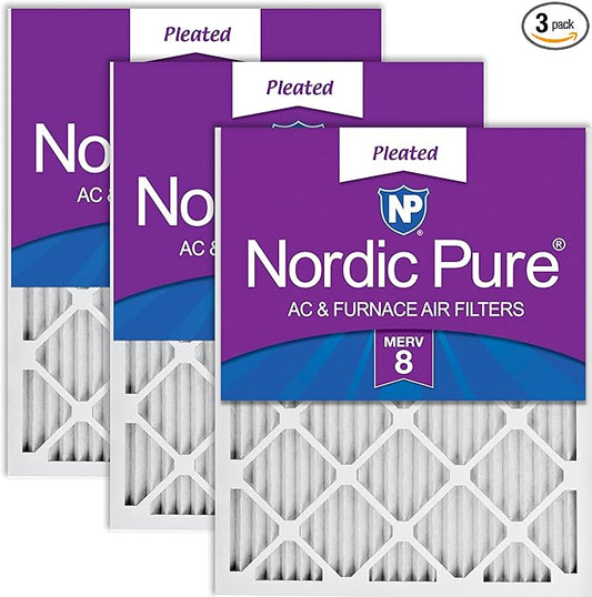 Nordic Pure 14x24x1 (Actual Size: 13 3/4 x 23 3/4 x 3/4) Pleated MERV 8 Air Filters 3 Pack