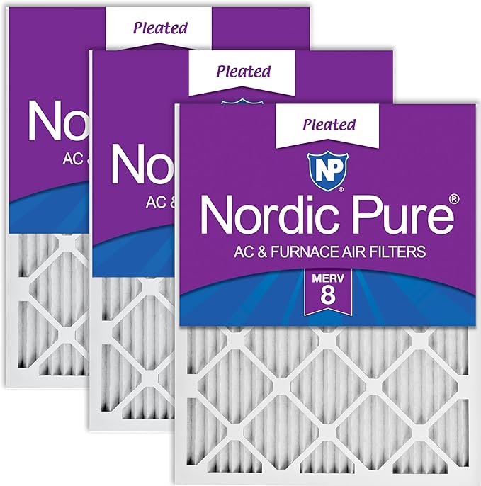 Nordic Pure 14x20x1 (Actual Size: 13 1/2 x 19 1/2 x 3/4) Pleated MERV 8 Air Filters 3 Pack