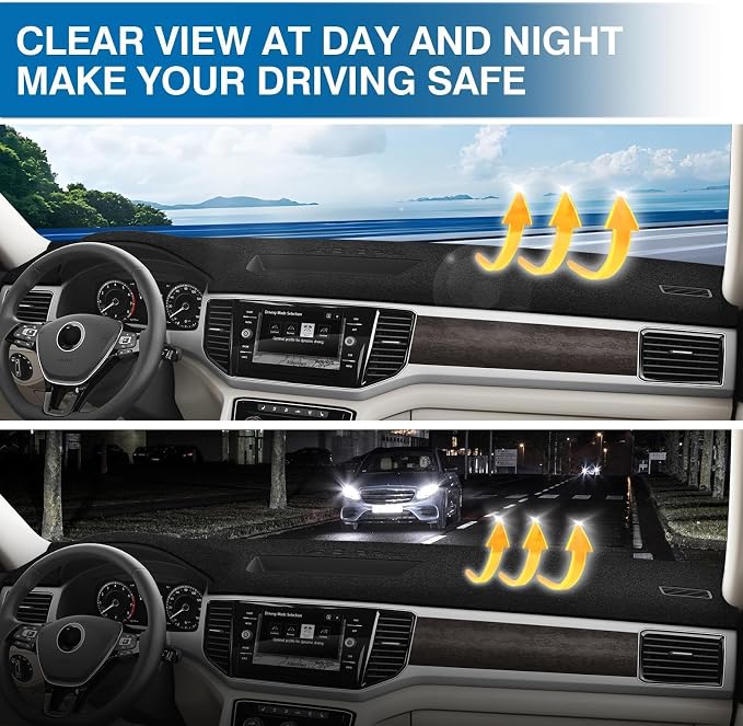KUST Black Dash Cover for VW Atlas/Atlas Cross Sport 2018-2023 Dashboard Cover Polyester Non-Slip Center Console Dash Cover Interior Accessories for Atlas/Atlas Cross Sport Custom Fit Dash Mat