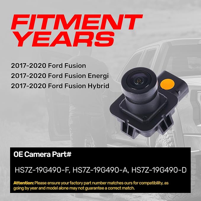 Master Tailgaters Replacement for Ford Fusion, Fusion Energi, Fusion Hybrid (2017-2020) Backup Camera OE Part # HS7Z-19G490-F, HS7Z-19G490-A, HS7Z-19G490-D